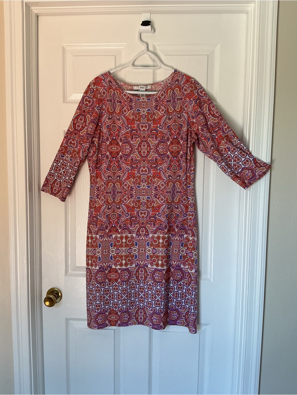 Printed 3/4 Sleeve Shift Dress